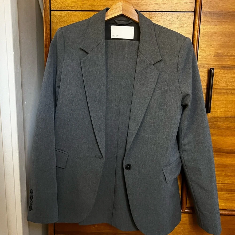 OAK + FORT Charcoal Gray Pantsuit - Picture 3 of 7